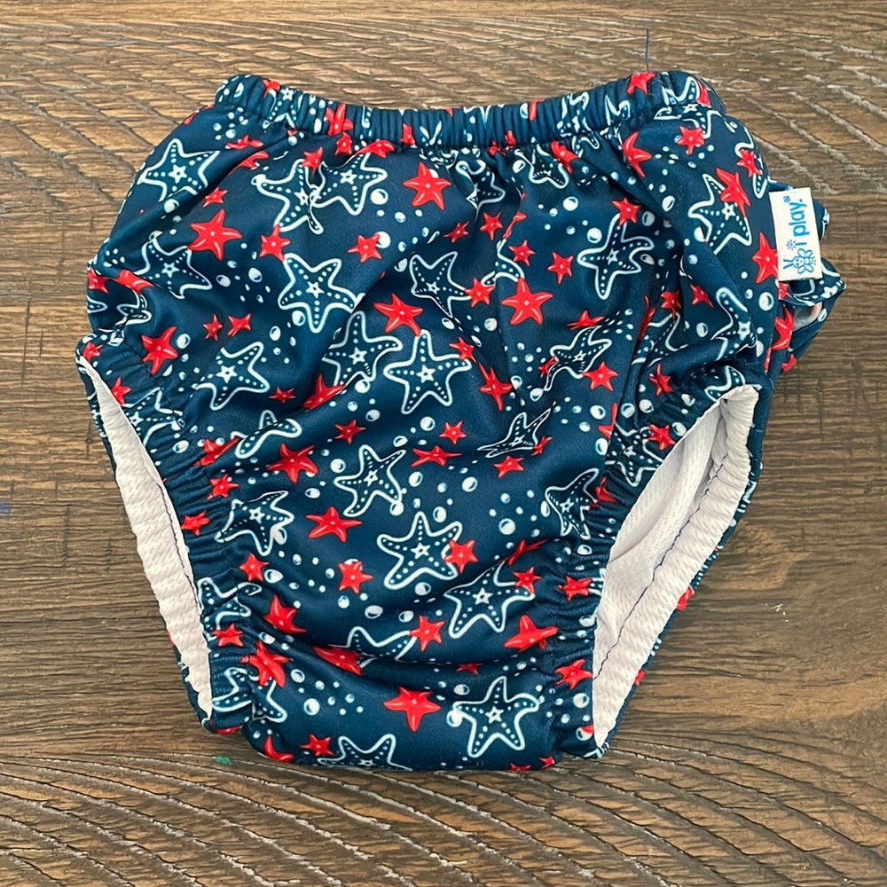 I play reusable swim diaper size 12 months 18-22 lbs blue starfish pattern